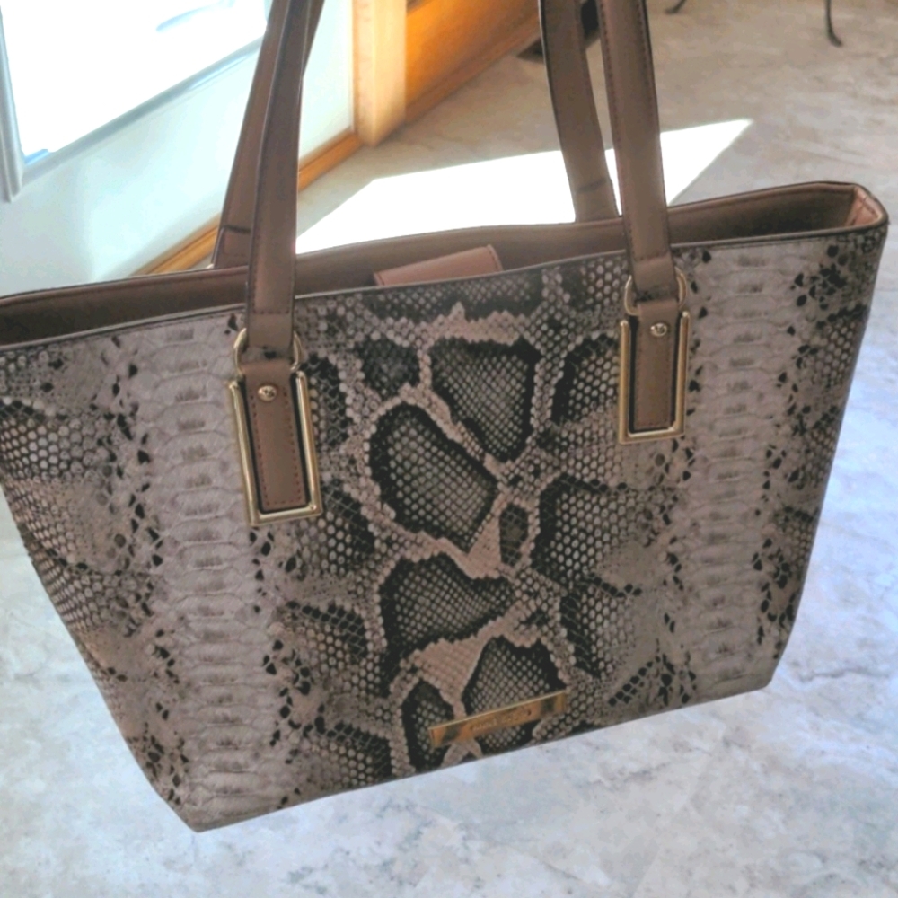 White snake skin purse